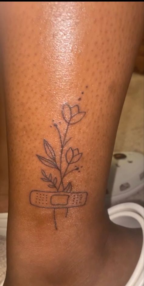 Band Aid Flower Tattoo, Knee Tattoo, Elegant Tattoos, Word Tattoos, Heart Tattoo, All Tattoos, Tattoos With Meaning, Flower Tattoos, Future Tattoos