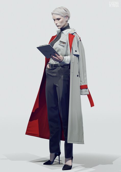 Trench Coat Character Design, Scifi Outfit, Sci Fi Outfits, Sci Fi Outfit, Sci Fi Character Design, Sci Fi Clothing, Cyberpunk Female, Armor Clothing, Perspective Drawing Architecture