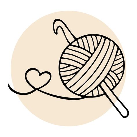 Icono de tejer madeja dibujada a mano de... | Premium Vector #Freepik #vector #madeja #croche #logo-lana #logo-tejido Yarn Tattoo, Crochet Tattoo, Crochet Quote, Crochet Store, Handmade Logo, Crochet Symbols, Craft Logo, Crochet Business, Logo Knit