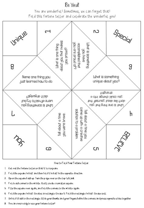 Reflective Questions, Character Traits, Mentor Texts, Elementary Art Projects, Positive Self Talk, Fortune Teller, Self Acceptance, Social Emotional Learning, Self Talk