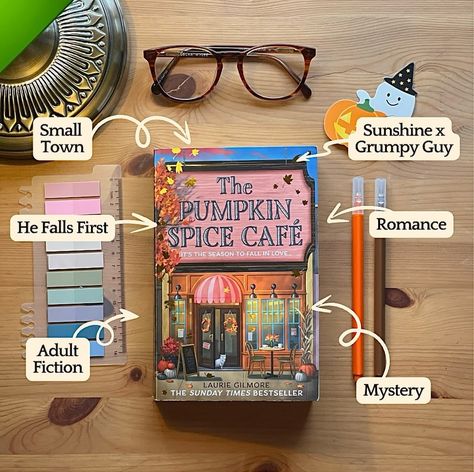 Pumpkin Spice Cafe Book Logan And Jeanie, Pumpkin Spice Cafe Book Fanart, Laurie Gilmore Books, The Pumpkin Spice Cafe Book Aesthetic, The Pumpkin Spice Cafe Book, Heartwarming Books, Book Flatlay, Romcom Books, Tbr List