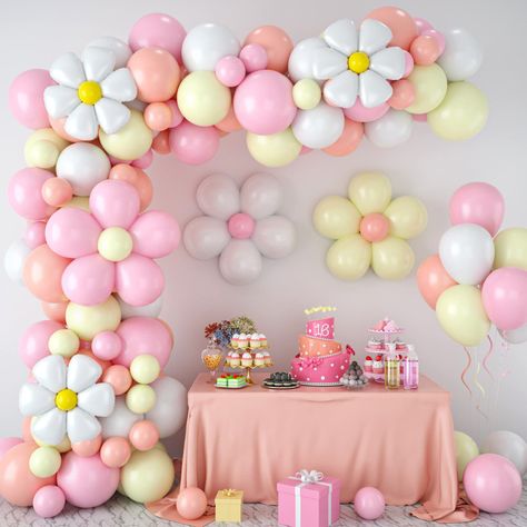 PRICES MAY VARY. 🌼GREAT VALUE PACK:The daisy balloon garland kit includes 103pcs 5 inch+10 inch+12 inch latex balloons in 4 color,3pcs flower aluminum foil balloons,3pcs double-layer plum buckle(You can assemble 3 sets of different color daisy balloons according to your idea.),glue points,balloon strip tape,ribbon. 🌼EASY TO ASSEMBLE:The boho sunflower balloon garland decorations need to do is inflate daisy birthday balloons decoration and then hang them on the wall, door or any place you want Daisy Balloon Garland, Rainbow Balloon Arch, Daisy Party, Gender Reveal Balloons, Balloon Chain, Easter Party Decor, Yellow Balloons, Garland Arch, Rainbow Balloons