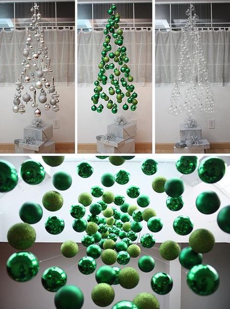 How to DIY Ornament Christmas Tree Mobile | www.FabArtDIY.com LIKE Us on Facebook ==> https://www.facebook.com/FabArtDIY Alternative Christmas, Alternative Christmas Tree, Christmas Tree Decorations Diy, Hanging Christmas Tree, Office Christmas Decorations, Office Christmas, Noel Christmas, Diy Christmas Tree, Modern Christmas