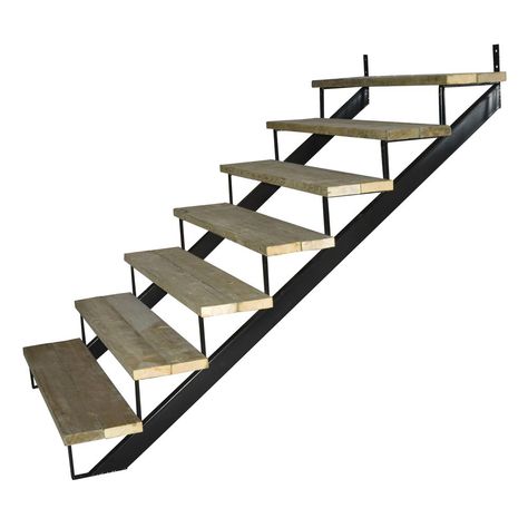 Pylex 7-Steps Steel Stair Stringer black 7-1/2 in. x 10-1/4 in. (Includes 1 Stair Riser)-13907 - The Home Depot Diy Stairs Makeover, Stairs Makeover Ideas, Stairs Stringer, Wood Riser, Stairs Makeover, Stair Riser, Loft Stairs, Steel Stairs, Wood Steps