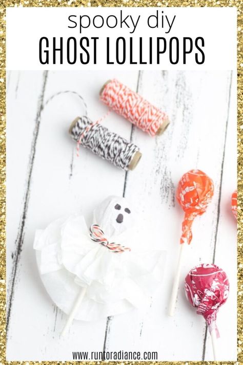 Ghost lollipops are a fun and easy Halloween craft that takes no time at all. In this post, I'll tell you how to make these spooky ghosts! #runtoradiance #ghostlollipops #halloween #halloweencrafts #halloweenpartyideas #halloweencraftsforkids Cheap Halloween Crafts, Ghost Lollipops, Simple Ghost, Easy Halloween Craft, Easy Halloween Snacks, Fun Halloween Treats, Diy Halloween Games, Halloween Craft Projects, Coffee Filter Crafts