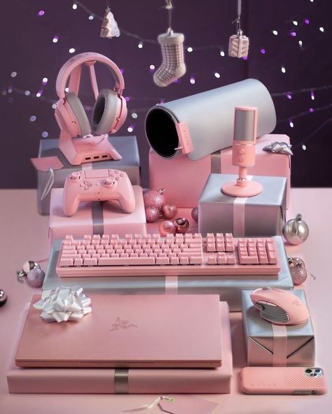 Pink Computer, Computer Set, Gamer Setup, Otaku Room, Gamer Room Decor, Video Game Room Design, Seni Dan Kraf, Girl Bedroom Designs, Gaming Room Setup