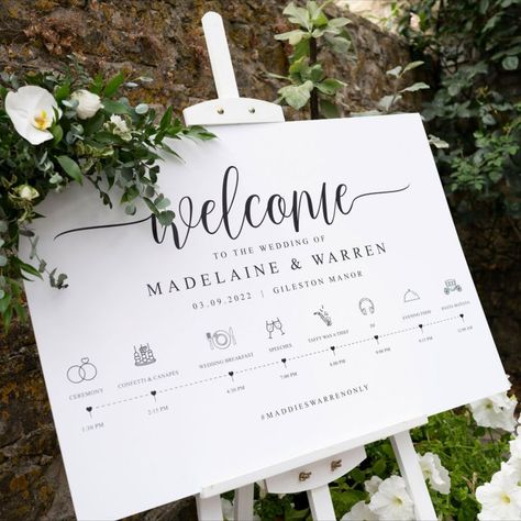 Timeline Wedding Sign, Timeline Wedding Day, Order Of Events Sign, Wedding Signs Welcome, Order Of The Day Wedding, Order Of Events, Timeline Wedding, Welcome Wedding Sign, Seating Plans