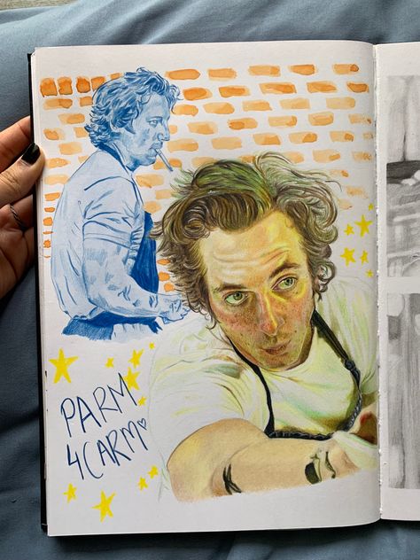 enjoyed colouring in the lighting 🤓👍 #thebear #jeremyallenwhite #carmy #sketchbook #sketchbookspread How To Be A Good Artist, Charicaturism Drawing, Art Concepts Ideas, Sketchbook Title Ideas, Men Art Reference, Colorful Sketchbook Ideas, Ap Art Sketchbook, Art Journal Inspiration Sketchbooks Drawings, Movie Sketchbook