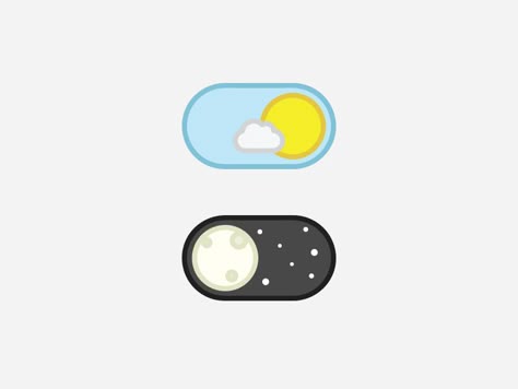 A iOS based toggle button for day-night. Wanna see how smoothly it works ? Check this out ! http://codepen.io/jsndks/pen/qEXzOQ by @Jason Dicks Thanks for watching ! Panda Project, Toggle Button, Ui Elements, Aesthetic Gif, Ui Kit, Mobile Design, Day Night, 로고 디자인, Button Design