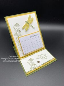 Dragonfly Garden Easel Calendar Card | Stamp, Scrap & Create with Me Garden Easel, Craft Calendar, Making Gift Boxes, Diy Desk Calendar, Easel Calendar, Quilt Cards, Calendar Cards, Dragonfly Garden, Post It Note Holders