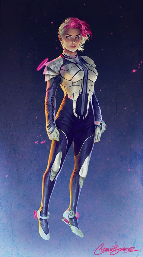 Evolution: 2DArtist Tutorial by Charlie-Bowater on deviantART Charlie Bowater, Space Hero, Sci Fi Girl, Female Armor, Superhero Characters, Space Suit, Science Fiction Art, Superhero Design, Digital Art Design