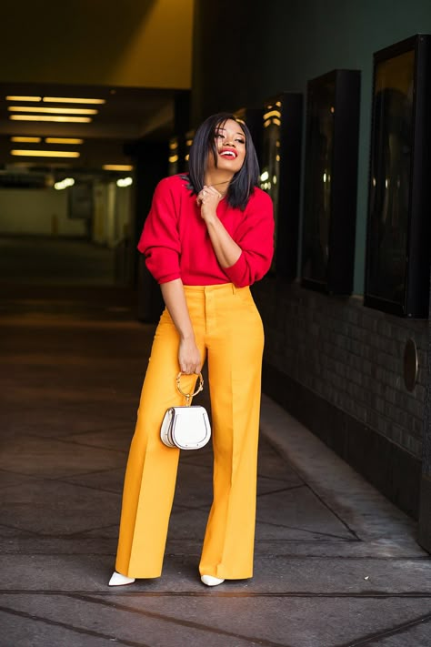 Colour Blocking Outfit, Jadore Fashion, Mustard Outfits, Mustard Pants, Colour Blocking Fashion, Colour Combinations Fashion, Color Combos Outfit, Color Blocking Outfits, Color Combinations For Clothes