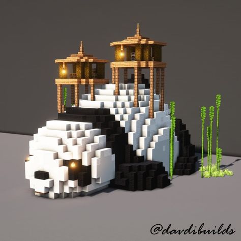 DavdiBuilds on Instagram: “Survival panda base! Download on my patreon! If you want to download my builds check out my Patreon: Link in bio. This is a Tier 1…” Minecraft Sculptures, Case Minecraft, Minecraft Statues, Minecraft Decoration, Rumah Minecraft Sederhana, Minecraft Structures, Bangunan Minecraft, Minecraft Farm, Easy Minecraft Houses