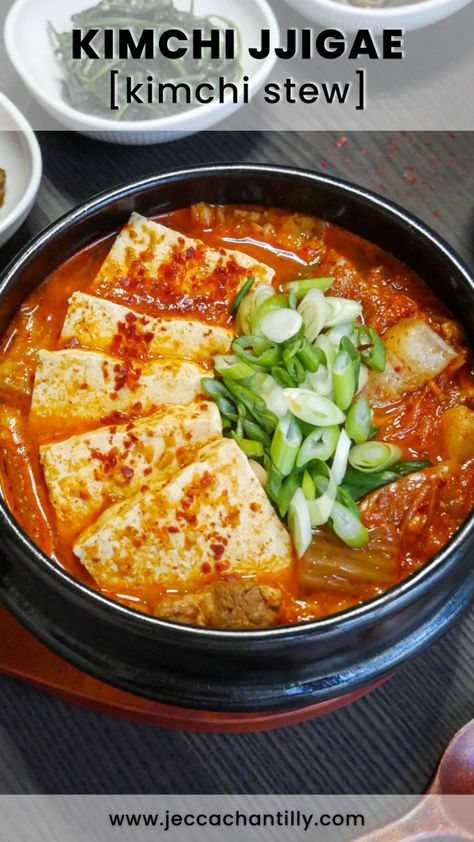 Kimchi Jigae Recipe, Recipes With Kimchi, Jjigae Recipe, Firm Tofu Recipes, Kimchi Recipes, Kimchi Stew, Kimchi Jjigae, Fermented Kimchi, Pork Belly Slices