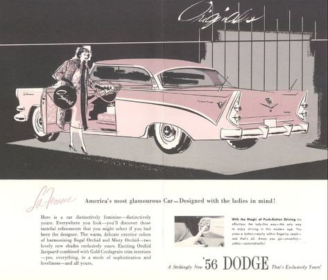 1956 Dodge, Car Dodge, Pink Umbrella, Dream Machine, Lipstick Holder, Pink Car, Car Ads, Vehicle Design, My Dream Car