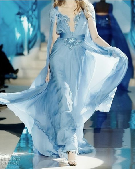 Runway Blue Dress, Blue Royalty Aesthetic, Periwinkle Dress, Fantasy Outfits, Fancy Wedding Dresses, Fantasy Dresses, Fairy Fashion, Aqua Dress, Darling Dress