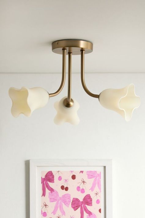 Small Nursery Chandelier, Cute Bathroom Light Fixtures, Bedroom Chandelier Low Ceiling, Playroom Chandelier, Dining Room Flush Mount Lighting, Fun Light Fixtures, Cottage Bedroom Lighting, Overhead Lighting Bedroom, Nursery Lighting Ceiling