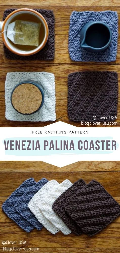 Knit Coaster, Knitting Projects Free, Knitted Washcloth Patterns, Crochet Mug, Mug Rug Patterns, Dishcloth Knitting Patterns, Washcloth Pattern, Knitting Machine Patterns, Free Knitting Patterns