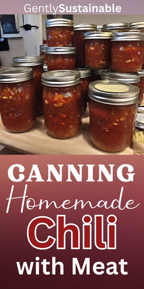 There's nothing better on a cold fall or winter evening than hot chili, especially if it's homemade and on your shelf! Let me show you how simple it is to make homemade chili and can it up for your pantry! #chili #chilirecipe #homemadechili #homemadechilirecipe #canningchili #canningsouprecipes Canning Chili, Canning Soup Recipes, Homemade Chili Recipe, Pressure Canning Recipes, Home Canning Recipes, Canning Vegetables, Canning Food Preservation, Canning Tips, Winter Evening