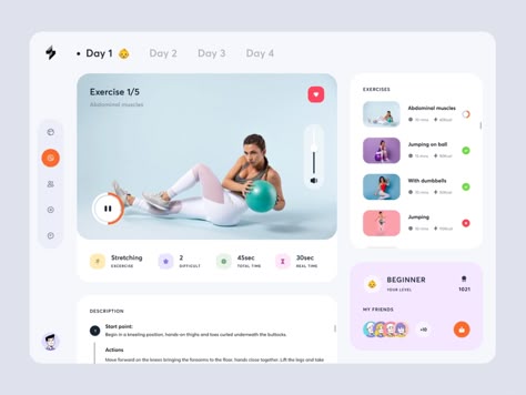 💪 Fitness Tracking | Exercises by Yev Ledenov for Ledo on Dribbble Courses Design, Webpage Design Layout, Analytics Design, Ui Design Dashboard, Ui Design Trends, Fitness Tracking, Ecommerce Web Design, Business Website Design, Webpage Design