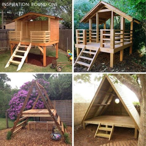 Tree House On The Ground, Pallet Cubby House, Pallet Fort, Fort Plans, Tree Forts, Cubby House Ideas, Kids Garden Play, Backyard Fort, Burr Oak