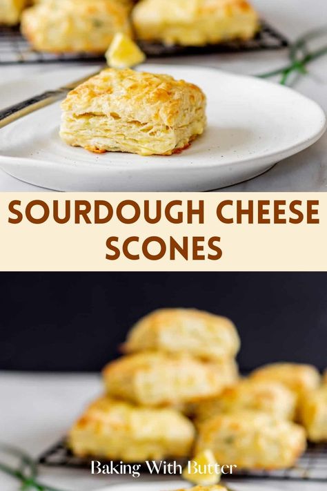 Homemade Sourdough Cheese Scones - freshly baked for a comforting homemade taste. Sourdough Ham And Cheese, Ham And Cheese Scones, Cheese Sourdough, Sourdough Scones, Cheese Scone Recipes, Breakfast Scones, Recipe Using Sourdough Starter, Sourdough Starter Discard Recipe, Homemade Scones