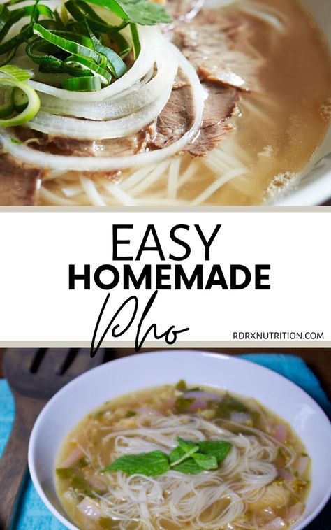 Homemade Pho Recipe, Pho Soup Recipe Easy, Pho Recipe Easy, Vegetable Pho, Homemade Pho, Pho Soup Recipe, Pho Noodle Soup, Asian Soup Recipes, Pho Recipe