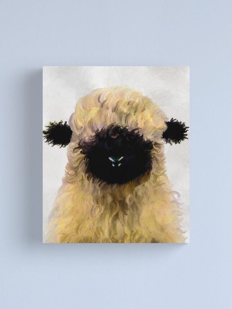 Sheep Paintings On Canvas Easy, Sheep Paintings On Canvas, Blacknose Sheep, Black Faced Sheep, Sheep Cute, Valais Blacknose, Valais Blacknose Sheep, Fence Painting, Sheep Illustration