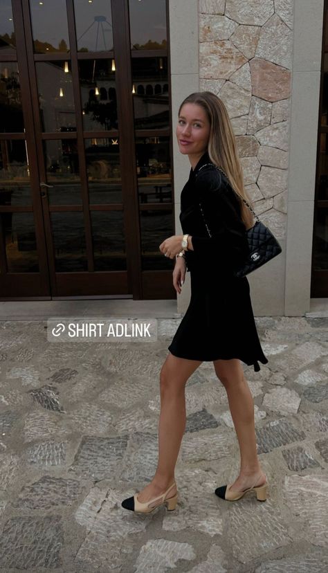 Chanel Sling Back Outfit, Chanel Sling Backs Outfit, Chanel Shoes Outfit Classy, Chanel Slingback Outfit Dress, Slingback Heels Outfit Dresses, Black Slingback Heels Outfit, Sling Back Heels Outfit, Chanel Slingback Outfit, Slingback Heels Outfit