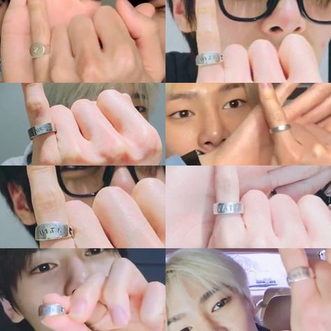 Don't you just love when Jeongin shows off his "STAY" rings on live & the fact that he heard wearing rings on your pinky boost your confidence & that's the finger he wears his "STAY" rings on 😭 Hyunlix Rings, Kpop Rings, Stray Kids Jewelry, Skz Crafts, Wearing Rings, Pop Jewelry, Kpop Collection, Straykids In, How To Wear Rings