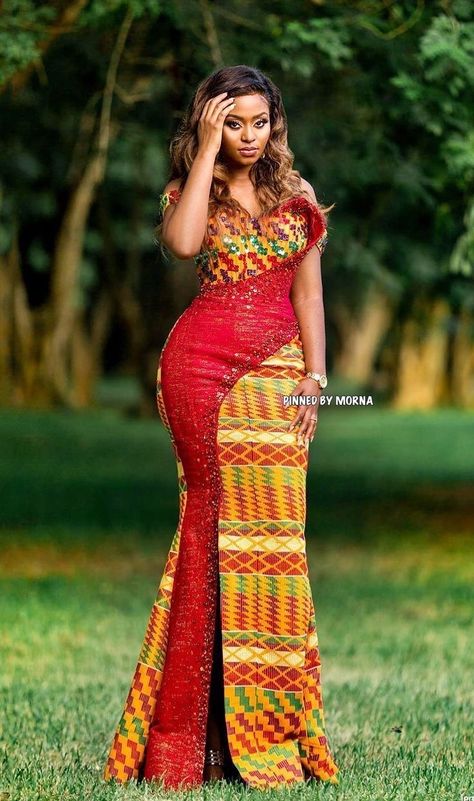 Kente Dresses Styles Ghana, Kente Dress Styles Classy, Ghana Dresses, African Bridal Dress, Kitenge Fashion, Sunday Images, Morning Sunday, African Attire Dresses, Kente Dress