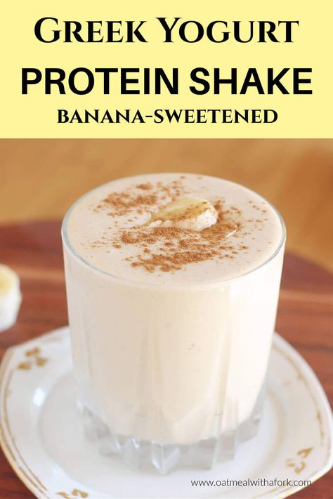 Vanilla Protein Powder Smoothie, Yogurt Protein Shake, Vanilla Protein Shake Recipes, Peanut Butter Greek Yogurt, Granola Smoothie, Greek Yogurt And Peanut Butter, Yogurt Protein, Banana Protein Shake, Protein Powder Smoothie