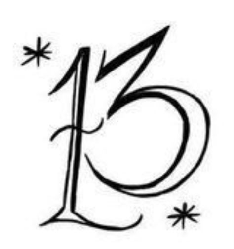 Small 13 Tattoo, 13 Tattoo Number Ideas, 13th Tattoo Ideas, 13 Tattoo Designs, Lucky 13 Tattoo, Number 13 Tattoos, 2002 Tattoo, 13 Drawing, New Tattoo Styles