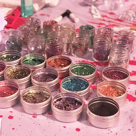 Kids Pamper Party, Hot Pink Cocktails, Glitter Bar, Bar Hire, Bar Stand, Festival Glitter, Pamper Party, Glitter Tattoo, Glitter Birthday