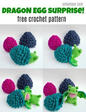 A Dragon Egg with a surprise amigurumi tucked into it. A FREE crochet pattern that will delight everyone! #freecrochetpattern #amigurumi #amigurumipattern Crochet Dragon Pattern, Crochet Animal Amigurumi, Crochet Dragon, Crochet Amigurumi Free Patterns, Crochet Amigurumi Free, Dragon Egg, Crochet Videos Tutorials, Crochet Animal Patterns, Fun Crochet Projects