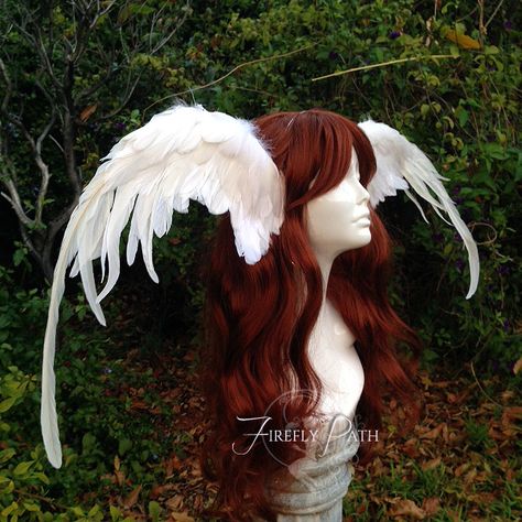 Feather Head Wings Tutorial » Firefly Path Diy Feather Wings, Wing Ears, Wings Tutorial, Firefly Path, Head Wings, Cosplay Wings, Costume Wings, Feather Wings, Wings Costume