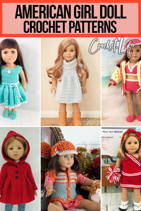 American Girl Doll Clothes Crochet Pattern Free, Crochet American Doll Clothes Free Pattern, American Doll Crochet Clothes, Crochet Dolls Free Patterns Clothes, Crochet For Dolls, Doll Sweater Crochet Pattern Free, How To Crochet Doll Clothes, Ag Doll Clothes Patterns Free, Crochet 18inch Doll Clothes Free Pattern