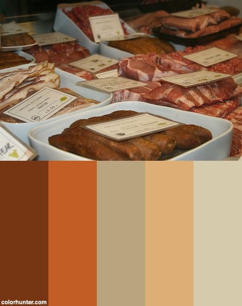 Organic Meat Color Scheme Meat Color Palette, Spices Design, Meat Packaging, Cow Meat, Food Knowledge, Chicken Coloring, Chicken Shop, Organic Meat, Organic Groceries