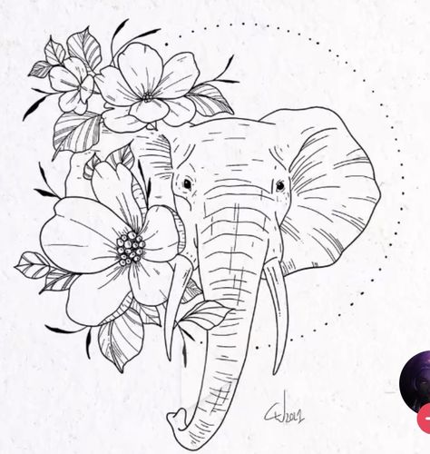 Elephant Hibiscus Tattoo, Elephant And Sun Tattoo, Elephant Forearm Tattoo, Minimalist Elephant Tattoo, Elephant Tattoos With Flowers, Elephant Head Tattoo, Abstract Tattoo Ideas, Hibiscus Tattoo, Wrap Tattoo