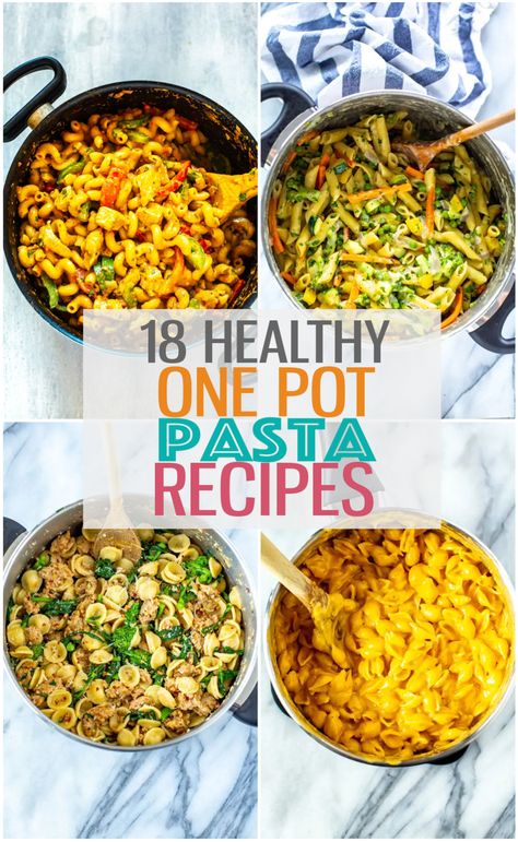 18 Healthy One Pot Pasta Recipes {Quick and Easy} - The Girl on Bloor Healthy One Pot Pasta Recipes, 1 Pot Pasta, Pasta Recipes Quick, Pot Pasta Recipes, Protein Pasta Recipes, One Pot Vegetarian, Recipes Quick And Easy, Protein Pasta, One Pot Pasta Recipes