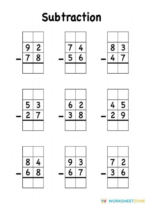 Subtracting With Regrouping, Subtraction With Regrouping Worksheets, Math Subtraction Worksheets, Math Worksheets For Kids, Regrouping Subtraction, Subtraction With Regrouping, Math Subtraction, Math Sheets, Subtraction Activities