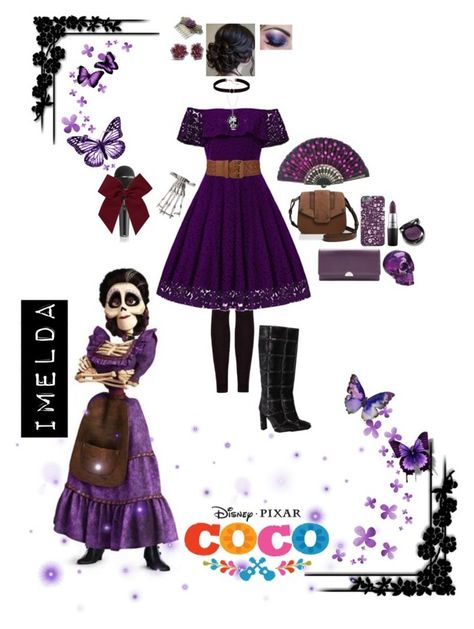 "Imelda from Disney- Pixar COCO" by sasukeuchiha2498 ❤ liked on Polyvore featuring MANGO, BCBGMAXAZRIA, Effy Jewelry, Hot Topic, Astrid & Miyu, Bling Jewelry, Mackage, Christina Choi Cosmetics, MAC Cosmetics and Apt. 9 Coco Characters Costume, Coco Costume, Disney Character Outfits, Coco Disney, Disney Trip Outfits, Lulu Outfits, Pixar Coco, Halloween Parejas, Disney Dress Up