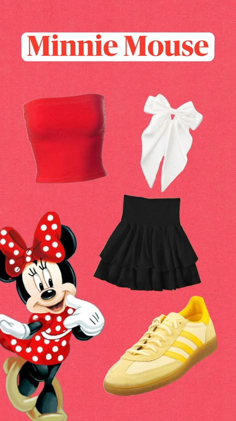 Minnie Mouse inspired outfit!❤️⭐️🐭 What character should I do next? #fyp #f4f #l4l #minniemouse #disney Minnie Mouse Inspired Outfit, Disney Minnie Mouse Outfit, Minnie Mouse Halloween Costume, Disney Princess Inspired Outfits, Disney Character Outfits, Disney Bound Outfits Casual, Disney Trip Outfits, Minnie Outfit, Disney Outfits Women