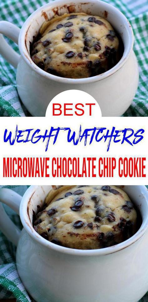 BEST Weight Watchers Mug Cake! Weight Watchers Chocolate Chip Cookie Mug Cake Idea – Quick & Easy Weight Watchers Diet Recipe - Microwave Mug Cake For 1 or 2 – Completely Weight Watchers Friendly. Tasty & delish Weight Watchers Mug Cake Cookie. Great for Halloween Treat, Thanksgiving or Christmas food. #ww #smartpoints #chocolate Weight Watcher Mug Cake, Mug Cookie Recipes, Microwave Desserts, Mug Cookies, Microwave Chocolate Chip Cookie, Weight Watchers Cake, Diet Chocolate, Weight Watcher Cookies, Microwave Mug Cake