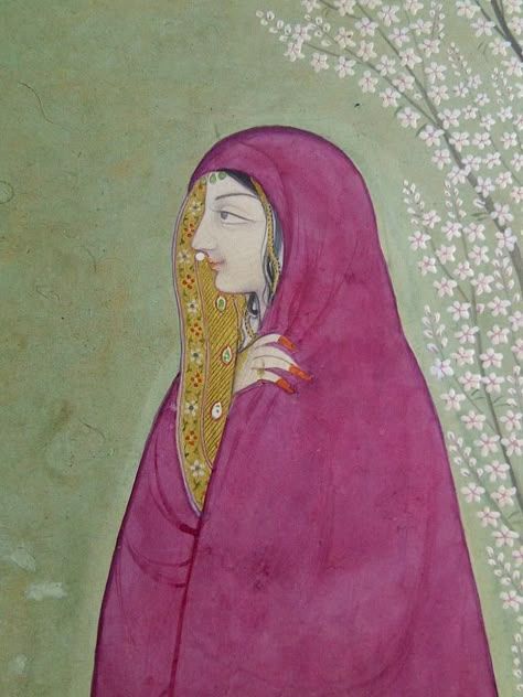 The Lady and the shawl. First generation after Nainsukh. Jasrota/Guler c1780. Pahari Painting, Rajasthan Painting, William Dalrymple, Indian Miniature Paintings, Mughal Miniature Paintings, Mughal Miniature, Adi Shakti, Mughal Art Paintings, Indian Miniature