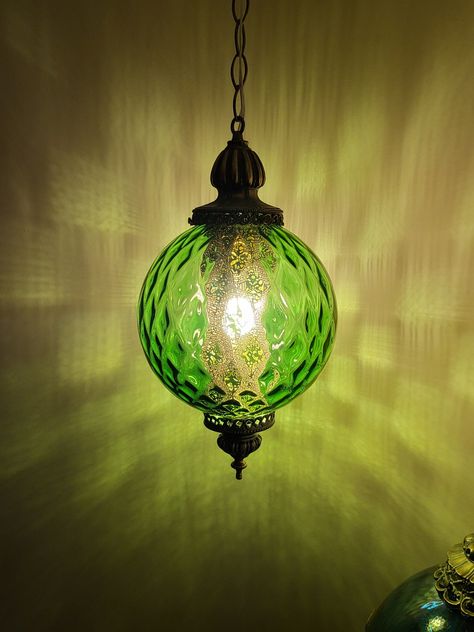 Green Vintage Lamp, Antique Green Pendant Light, Green Glass Hanging Light, Vintage Glass Mushroom Lamp, Vintage Green Glass Hanging Lamp, Vintage Lamps