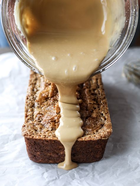 I’ve discovered a new way to caffeinate. And it involves cake. I mean bread. I mean cake, disguised as bread. We all know that’s what this really is, right? This whole banana bread thing is really just a big old cake masquerading as bread so we don’t feel as terrible about ourselves when we house … Espresso Glaze, Cloud Bread, Overripe Bananas, Cinnamon Banana, How Sweet Eats, Naan, Bread Baking, Brunch Recipes, Bananas