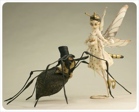 The Spider And The Fly, Spider And The Fly, Tea In The Garden, Fairy Art Dolls, Spirit Dolls, The Spider, Artist Doll, Mystical Creatures, Fairy Art