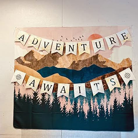 Adventure Awaits Party Decorations, Adventure Awaits Graduation Party Theme, Adventure Awaits Engagement Party, Hiking Retirement Party, Adventure Awaits Retirement Party, Adventure Awaits Party Theme, Camping Theme Retirement Party, Montana Themed Party, Adventure Themed Party