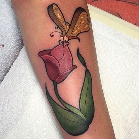 Bread and butterfly 🌷 done by @tattoosbyjaclyn #inkeddisney Bread And Butterfly, Disney Thigh Tattoo, Disney Inspired Tattoo, Matching Disney Tattoos, Alice And Wonderland Tattoos, Be Brave Tattoo, Alice In Wonderland Flowers, Disney Princess Tattoo, Wonderland Tattoo